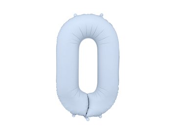 Foil Balloon Number ''0'', 86cm, misty blue