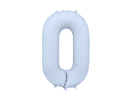 Foil Balloon Number ''0'', 86cm, misty blue