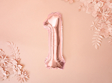 Foil Balloon Number ''1'', 35cm, rose gold