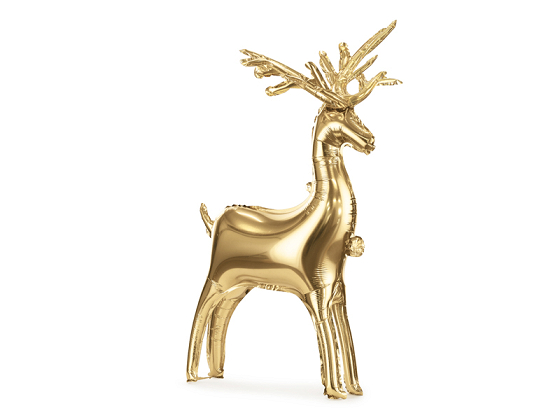 Standing foil balloon Reindeer, 124 x 80 cm, gold