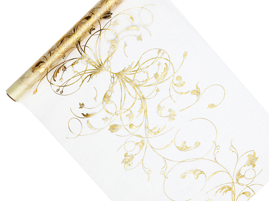 Printed Organza, cream, 0.35 x 9m