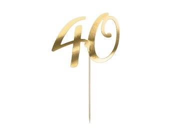 Cake topper ''40'', gold, 20.5cm