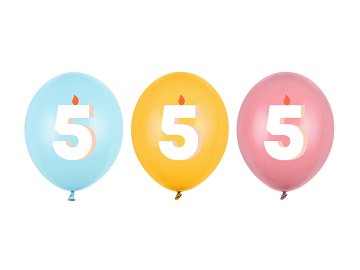 Balloons 30 cm, 5, mix (1 pkt / 50 pc.)