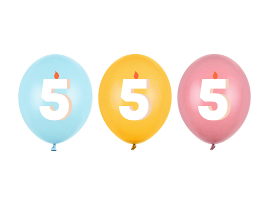 Balloons 30 cm, 5, mix (1 pkt / 50 pc.)