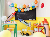 Crayons foil balloons, red, 23x104 cm