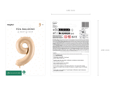 Foil Balloon Number ''9'', 72cm, beige