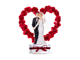 Cake Topper Newly-weds, white and deep red, 16cm