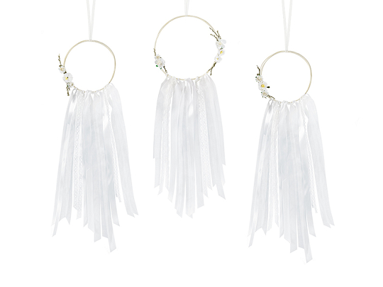 Decoration kit - Dream catchers, white (1 pkt / 3 pc.)