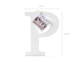 Wooden letter P, white, 15.5x20cm