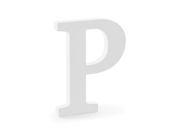 Wooden letter P, white, 15.5x20cm