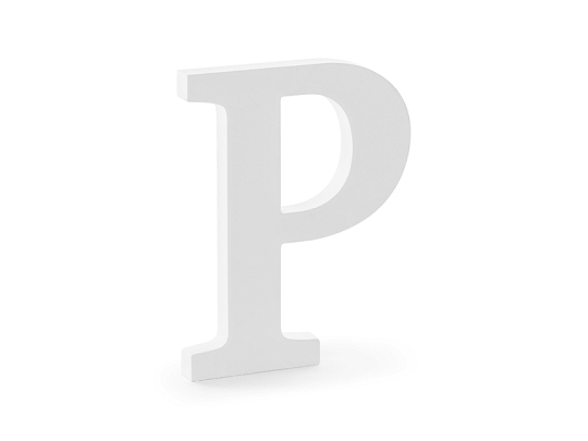 Wooden letter P, white, 15.5x20cm