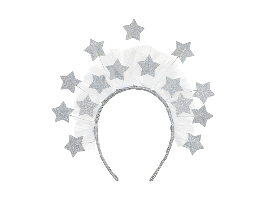 Headband with stars, 25x24.5 cm, silver
