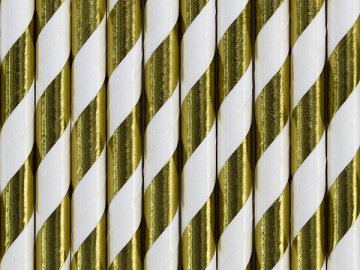 Paper Straws, gold, 19.5cm (1 pkt / 10 pc.)
