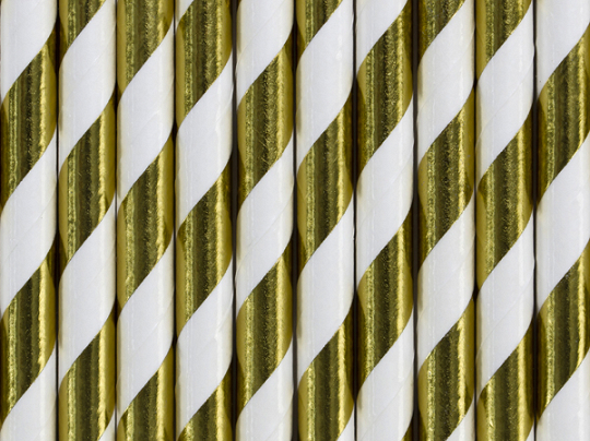 Paper Straws, gold, 19.5cm (1 pkt / 10 pc.)