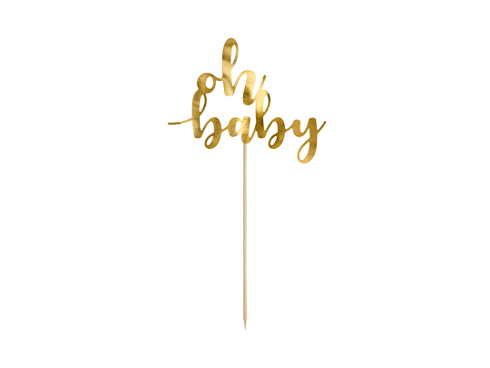 Cake topper Oh baby, gold, 25 cm