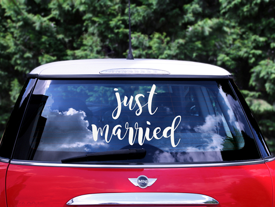 Wedding day car sticker - Just married, 33x45cm