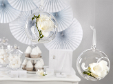 Glass balls with ribbon, 10cm (1 pkt / 4 pc.)