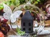 Glass balls with ribbon, 10cm (1 pkt / 4 pc.)