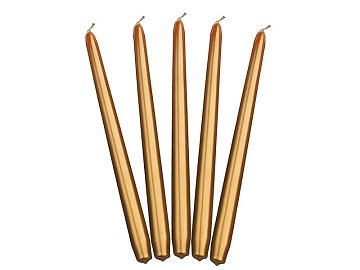 Taper candles, metallic, gold, 29cm (1 pkt / 10 pc.)