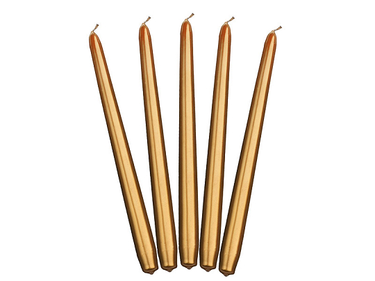 Taper candles, metallic, gold, 29cm (1 pkt / 10 pc.)