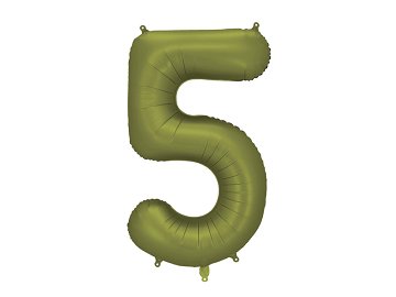 Foil Balloon Number ''5'', 86cm, olive