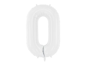 Foil ballon Number ''0'', 86 cm, white