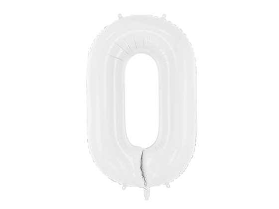 Foil ballon Number ''0'', 86 cm, white