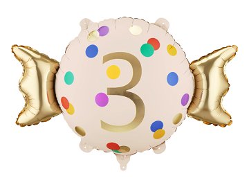 Foil balloon Candy ''3'', 61x37 cm, mix