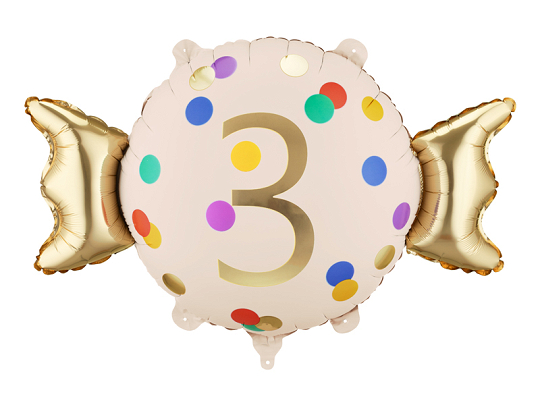 Foil balloon Candy ''3'', 61x37 cm, mix