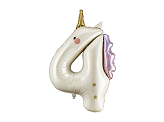 Foil balloon Number ''4'' Unicorn, 93cm, mix