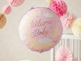 Foil balloon ''Welcome Baby'', 35x35 cm, light pink