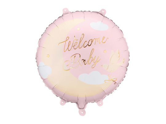 Foil balloon tablet Welcome Baby, 35x35 cm, light pink