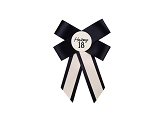 Rosette for 18th birthday, cream-black, 11x17 cm