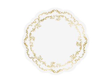 Placemats with gold Ornament, white, Ø 35.5 cm (1 pkt / 6 pc.)