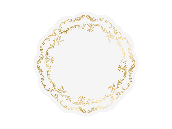 Placemats with gold Ornament, white, Ø 35.5 cm (1 pkt / 6 pc.)