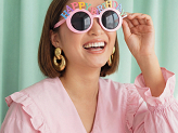 Glasses Happy Birthday, 18.5x7.5 cm, pink