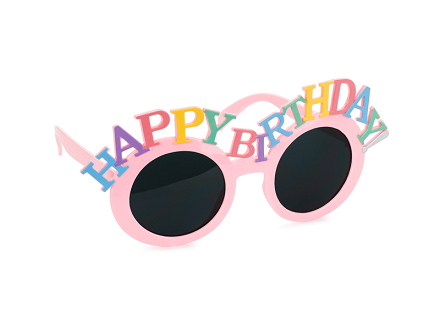 Glasses Happy Birthday, 18.5x7.5 cm, pink