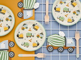Paper plates Construction vehicles, mix, 18x18 cm (1 pkt / 6 pc.)