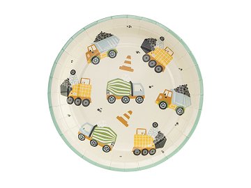 Paper plates Construction vehicles, mix, 18x18 cm (1 pkt / 6 pc.)