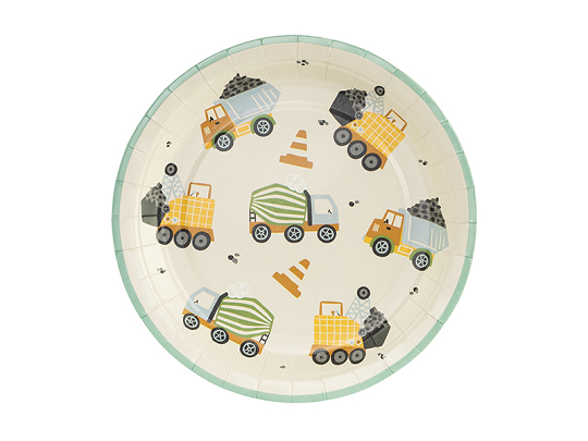 Paper plates Construction vehicles, mix, 18x18 cm (1 pkt / 6 pc.)