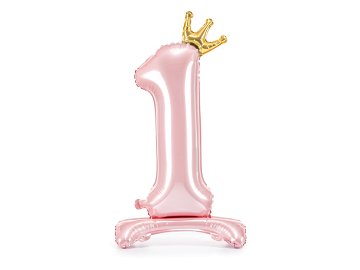 Standing foil balloon Number ''1'' , 84 cm,  light pink