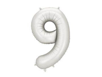 Foil Balloon Number ''9'', 86 cm, silver