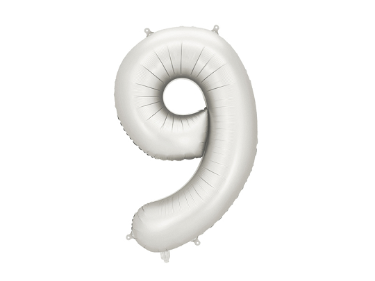 Foil Balloon Number ''9'', 86 cm, silver