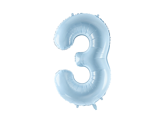 Foil Balloon Number ''3'', 72cm, light blue