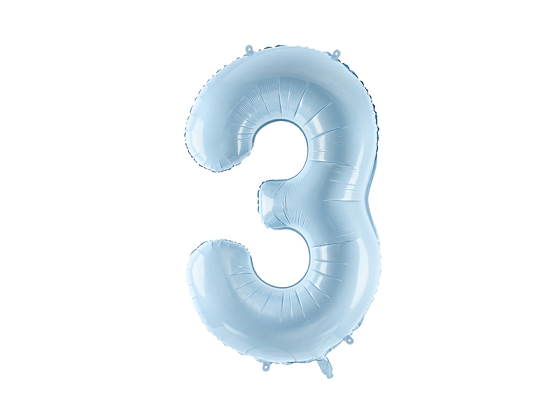 Foil Balloon Number ''3'', 72cm, light blue