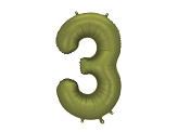 Foil Balloon Number ''3'', 86cm, olive