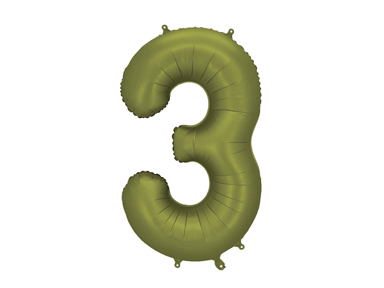 Foil Balloon Number ''3'', 86cm, olive
