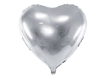 Foil Balloon Heart, 45cm, silver