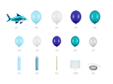 Balloon garland - Shark, blue, 150x95cm