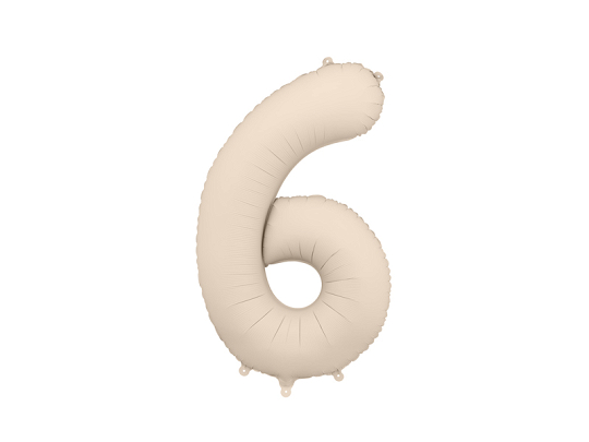 Foil Balloon Number ''6'', 86cm, light warm grey